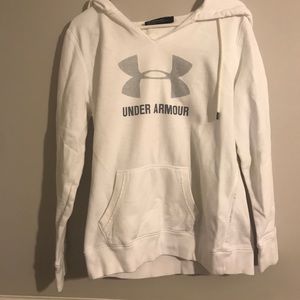 Under Armour White Hoodie V neck, medium